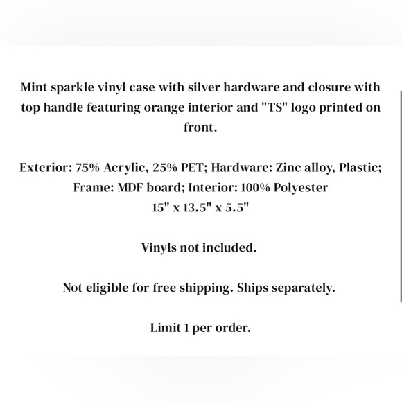 Taylor Swift Vinyl Case The Life Of A Showgirl Mint Green Glitter vinyl case - Picture 5 of 5